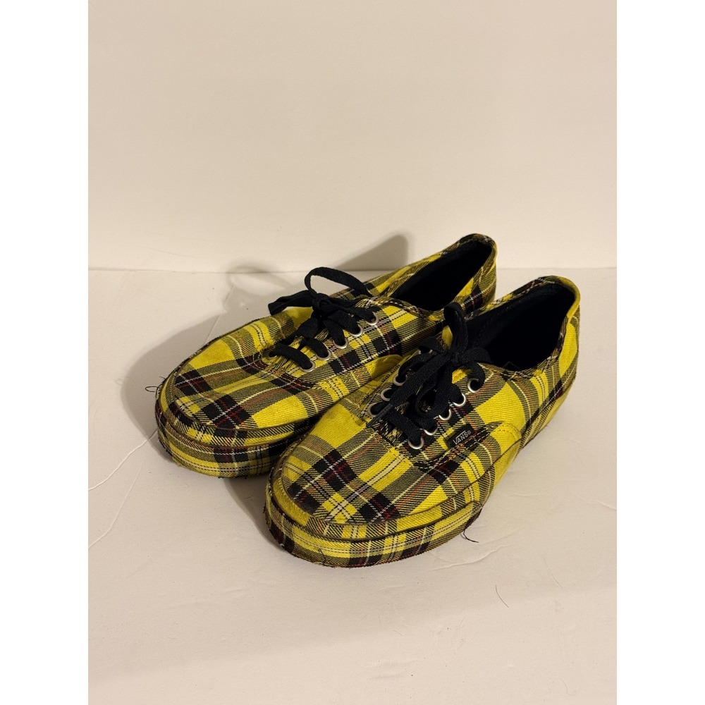 Vans Authentic Plaid Yellow Skate Shoes Sneakers Womens Size‎ 10.5 Mens 9